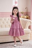  Váy Bé Gái Hồng Tầng Nhún Crown Space – Váy Công Chúa Cotton Mềm Mại CKGS2860203 