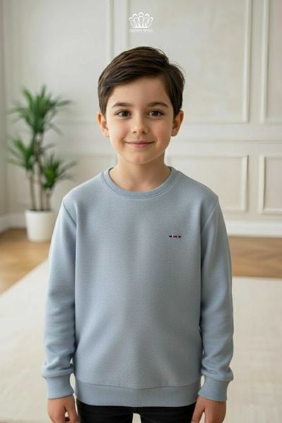  Áo Nỉ Bé Trai Cổ Tròn Basic Thiết Kế Tối Giản, Chất Liệu Dệt Nổi Cao Cấp | Crown Space CKBL51514016 