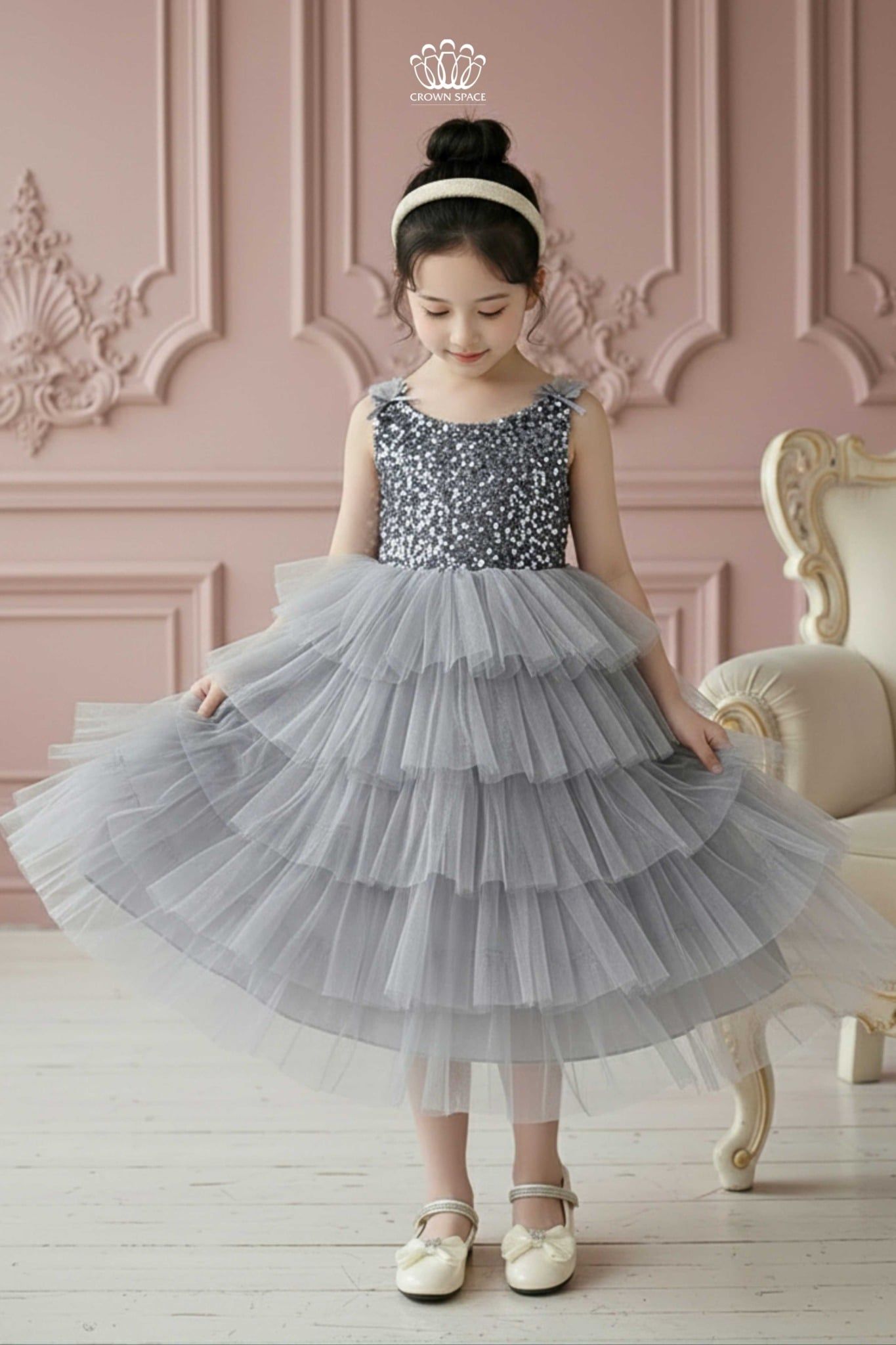  Váy Công Chúa Dạ Hội Đính Kim Sa Xếp Tầng Lộng Lẫy | Crown Space CKGS3851602 