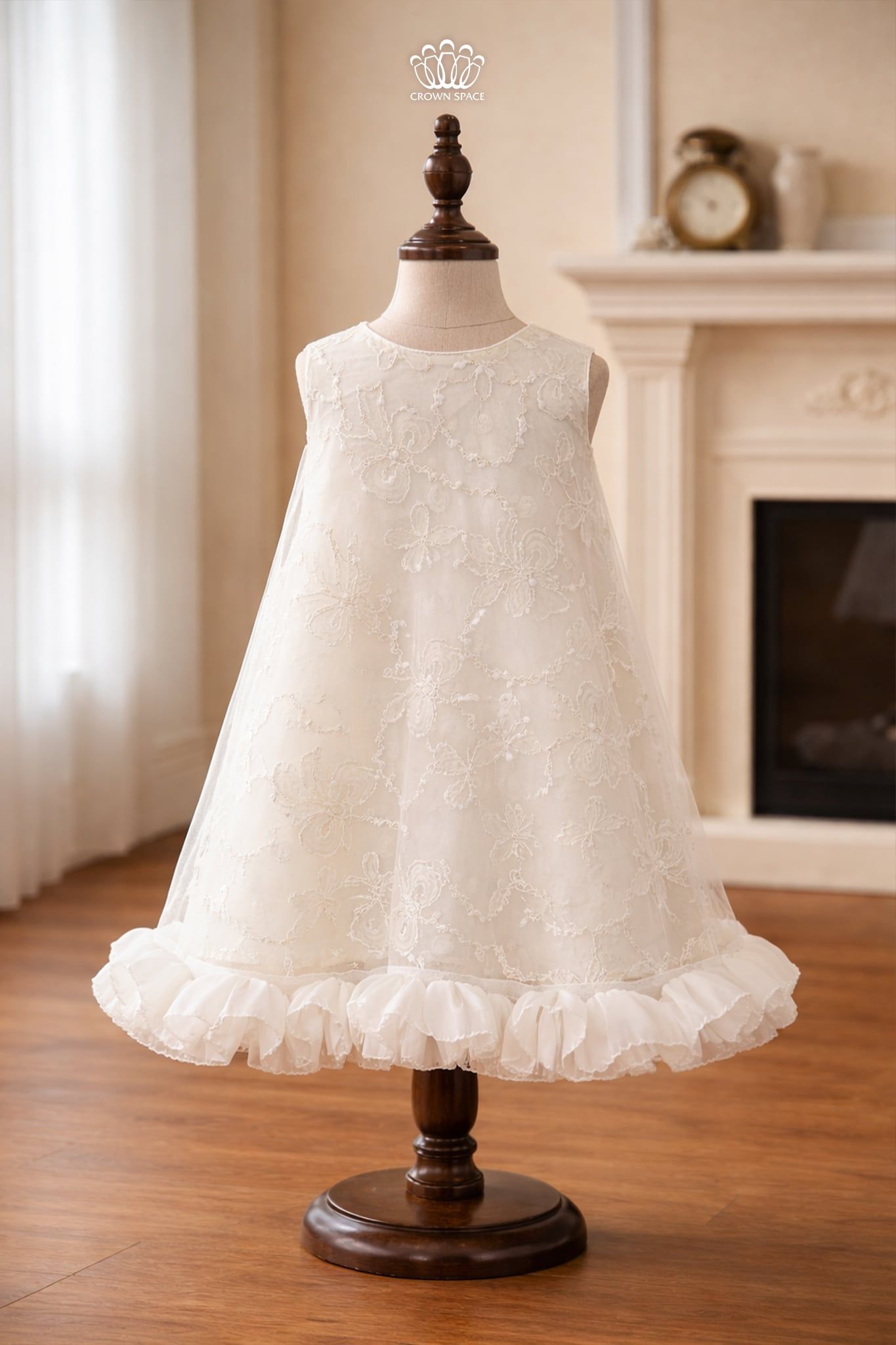  Váy Bé Gái Tulle Thêu Họa Tiết Lấp Lánh Phối Gấu Bèo Bồng Bềnh – Crown Space CKGS3860503 