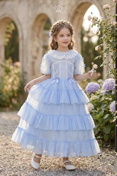  Váy Công Chúa Lolita Xanh Pastel Xếp Tầng Phối Ren Ngọt Ngào | Crown Space CKGS3860809.BL 