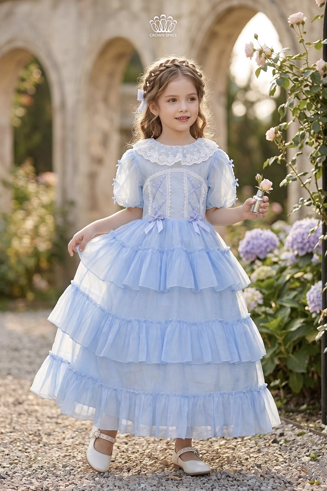  Váy Công Chúa Lolita Xanh Pastel Xếp Tầng Phối Ren Ngọt Ngào | Crown Space CKGS3860809.BL 