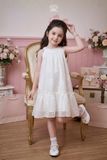  Váy Bé Gái Tulle Cổ Yếm Xếp Ly Họa Tiết Hoa Tinh Tế – Crown Space CKGS3860301 