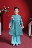  Áo Dài Nhung The Bé Gái Màu Xanh Bình An, Sang Trọng, Dịu Dàng | Crown Space CKGL9942201/CKGL9942202 