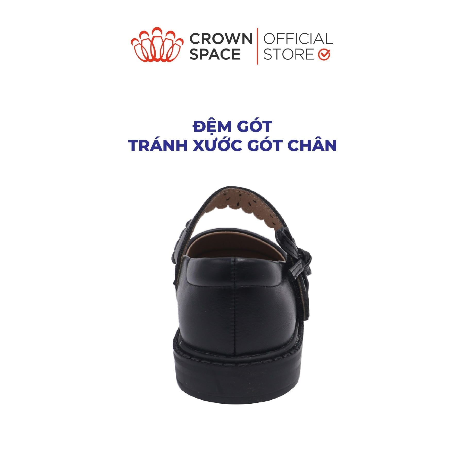  [Pre-order]Giày Đi Học School Shoes Bé Gái Da Lì Đính Nơ Xinh Xắn, Tăng Chiều Cao 2.5cm | Crown Space CRUK3083 