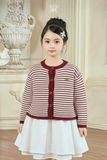  Áo Khoác Len Cardigan Bé Gái Họa Tiết Kẻ Ngang Classic | Crown Space CKGL6451610 