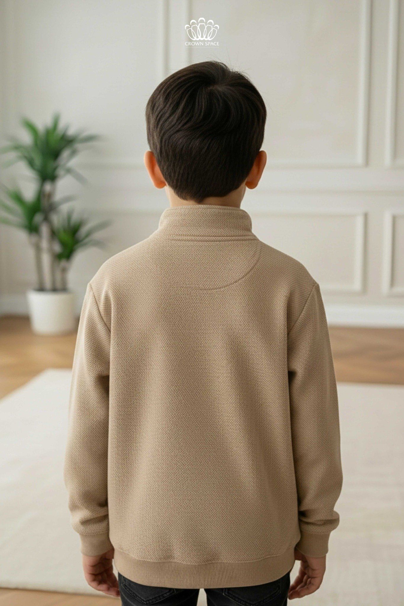  Áo Nỉ Bé Trai Cổ Zip Thời Thượng - Màu Nâu Phong Cách Hàn Quốc | Crown Space CKBL5151402 