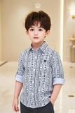  [Xả kho-Miễn Đổi Trả] Áo Sơ Mi Bé Trai Họa Tiết Kẻ Đen Navy Tinh Tế, Thanh Lịch Crown Space CKBL52514018 