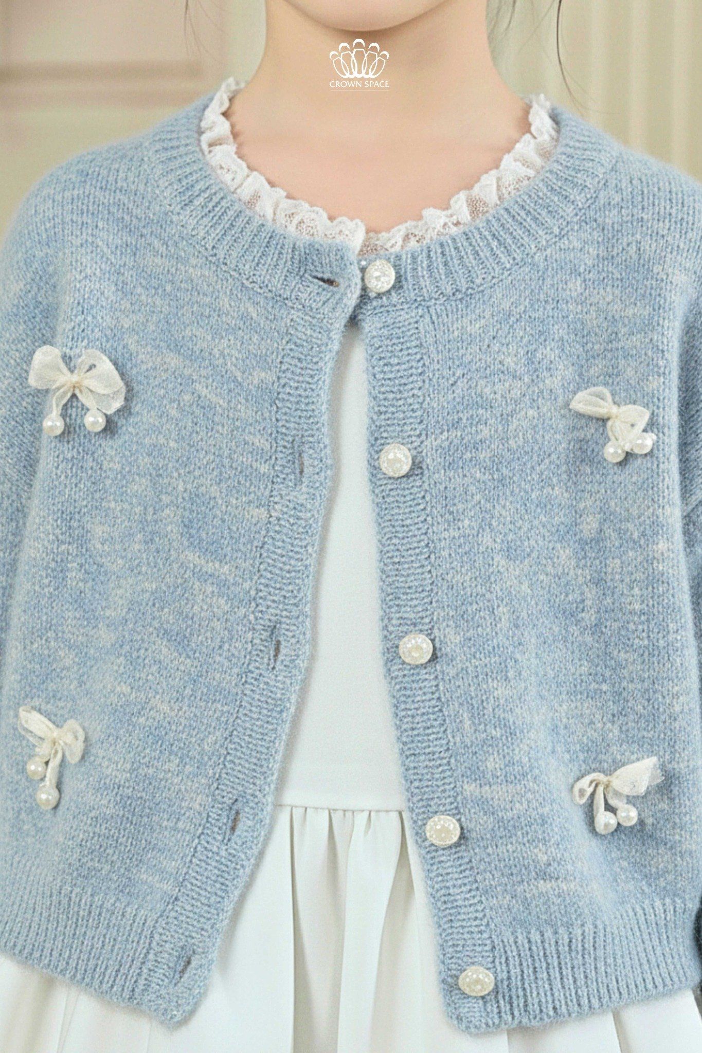  Áo Len Cardigan Bé Gái Đính Nơ/Bướm 3D Tiểu Thư Ngọt Ngào | Crown Space CKGL6451608/CKGL6451609 
