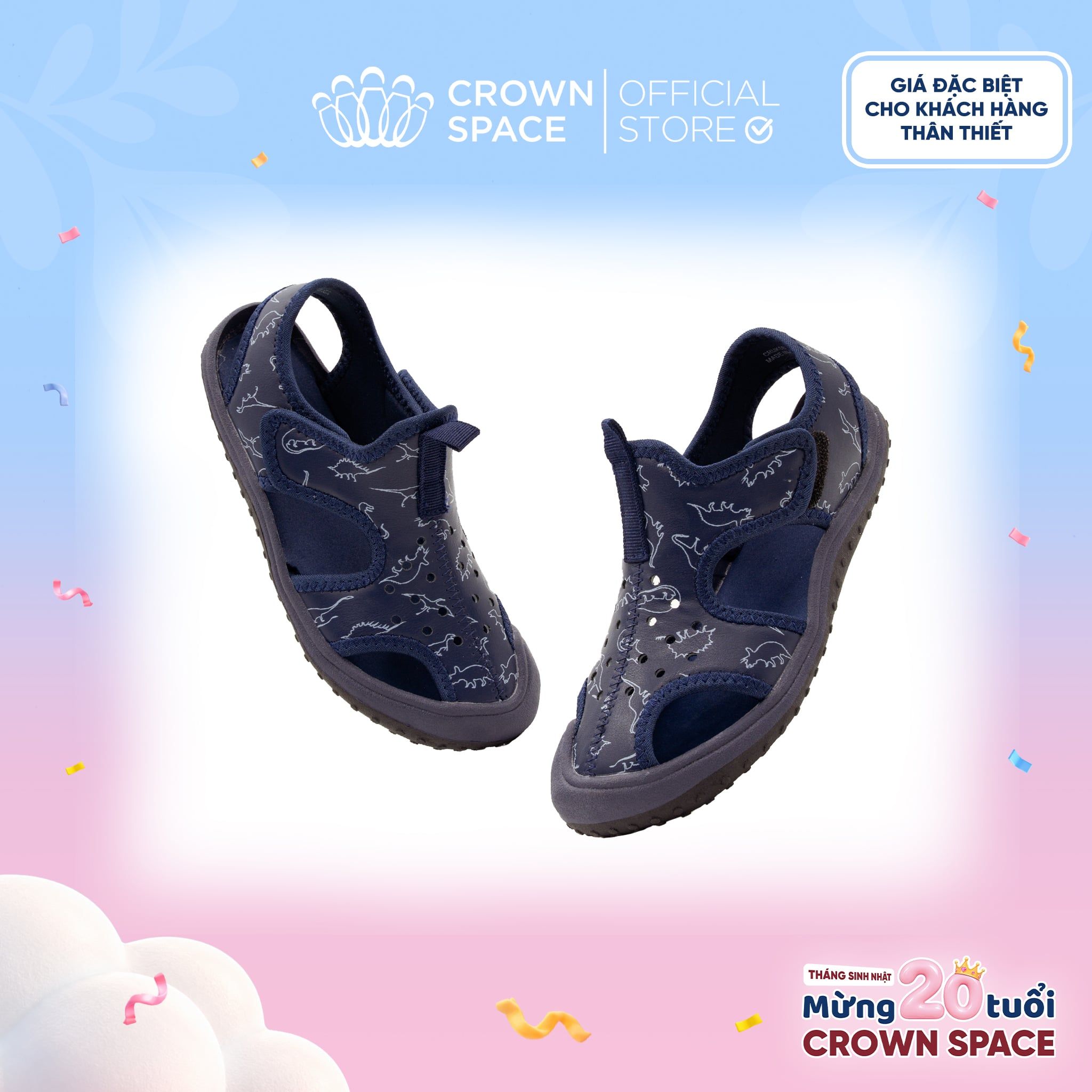  (VIP Private Sale) [Xả kho-Miễn Đổi Trả] Sandal Quai Hậu Bé Trai Cao Cấp, Thoáng Khí, Chống Trơn | Crown Space CRUK583 