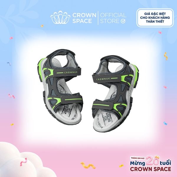  (VIP Private Sale) Sandal Thể Thao Cao Cấp Bé Trai Chống Trượt, Bền Bỉ, Xám Khói Hiện Đại | Crown Space CRUK584.GY 