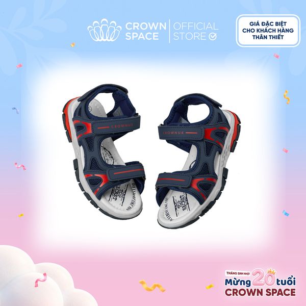  (VIP Private Sale) Sandal Thể Thao Bé Trai Chống Trượt, Bền Bỉ, Xanh Navy Cá Tính | Crown Space CRUK584.NV 
