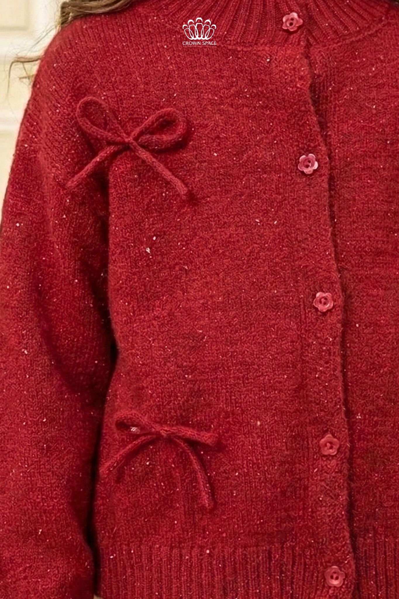  Áo Len Cardigan Dệt Kim Tuyến Lấp Lánh Phong Cách Hoàng Gia Anh | Crown Space CKGL6451901 