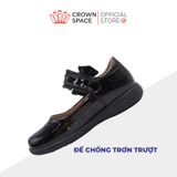  [Pre-order] Giày Đi Học School Shoes Bé Gái Da Bóng Đính Nơ Xinh Xắn, Tăng Chiều Cao 2cm | Crown Space CRUK3084 