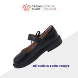  [Pre-order]Giày Đi Học School Shoes Bé Gái Da Lì Đính Nơ Xinh Xắn, Tăng Chiều Cao 2.5cm | Crown Space CRUK3083 