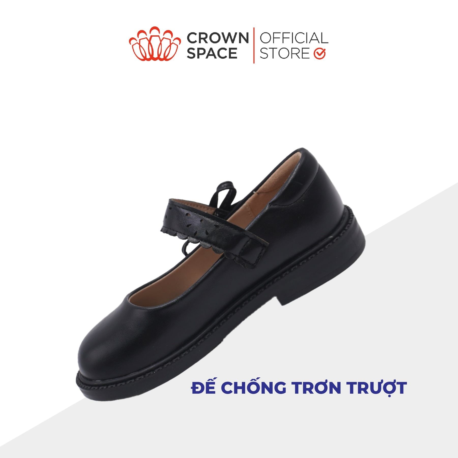  [Pre-order]Giày Đi Học School Shoes Bé Gái Da Lì Đính Nơ Xinh Xắn, Tăng Chiều Cao 2.5cm | Crown Space CRUK3083 