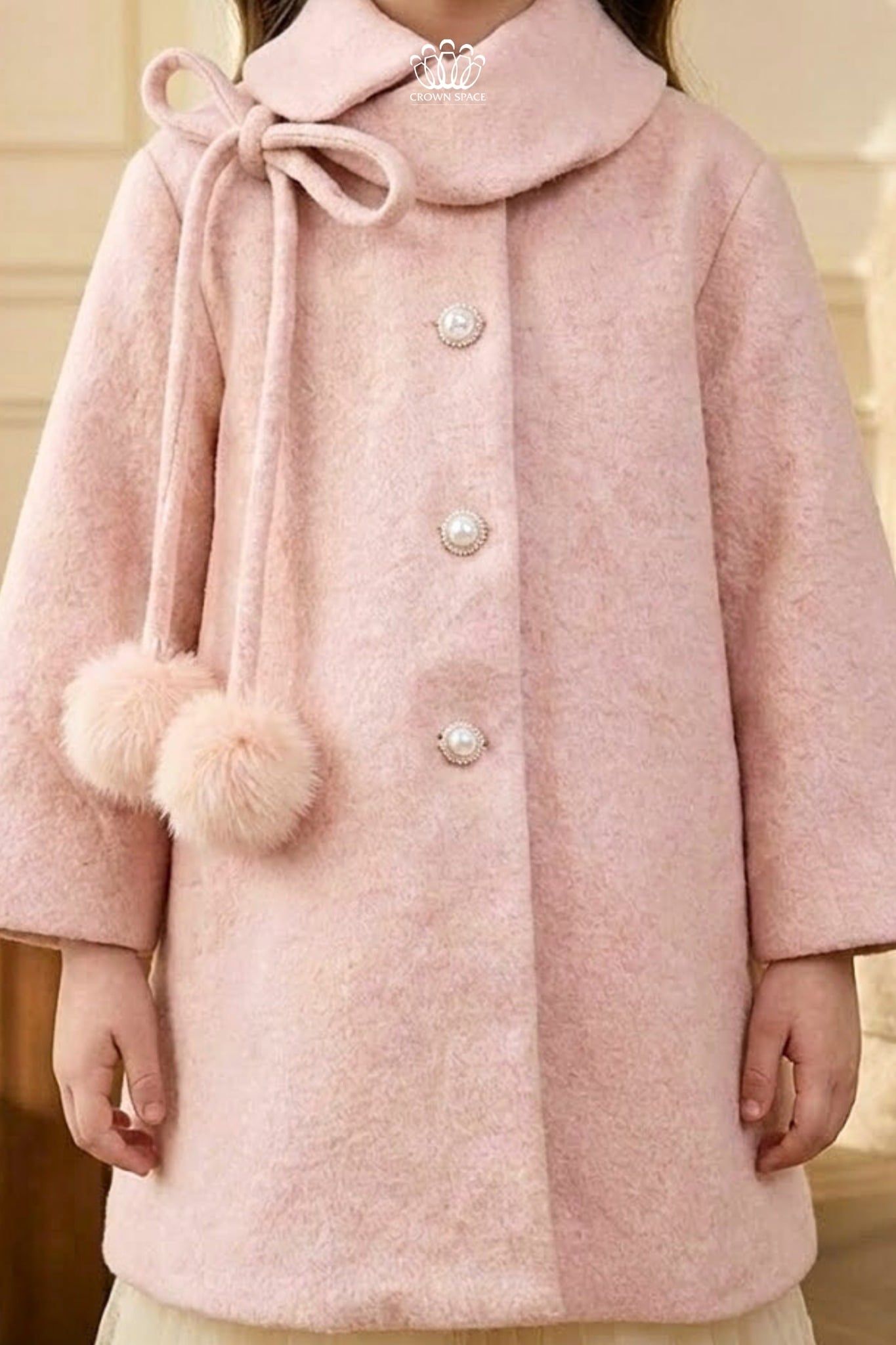  Áo Khoác Dạ Lông Thỏ Cổ Nơ Bông Tiểu Thư | Crown Space CKGL63517031 