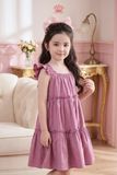  Váy Bé Gái Hồng Tầng Nhún Crown Space – Váy Công Chúa Cotton Mềm Mại CKGS2860203 