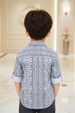  [Xả kho-Miễn Đổi Trả] Áo Sơ Mi Bé Trai Họa Tiết Kẻ Đen Navy Tinh Tế, Thanh Lịch Crown Space CKBL52514018 