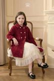  Áo Khoác Dạ Tweed Bé Gái Đỏ Đô Đính Ngọc Trai Tiểu Thư | Crown Space CKGL63517041 