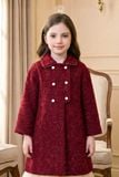  Áo Khoác Dạ Tweed Bé Gái Đỏ Đô Đính Ngọc Trai Tiểu Thư | Crown Space CKGL63517041 