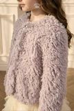  Áo Khoác Lông Cừu Mềm Mại Màu Tím Pastel Phối Nơ Đính Đá | Crown Space CKGL6351702 