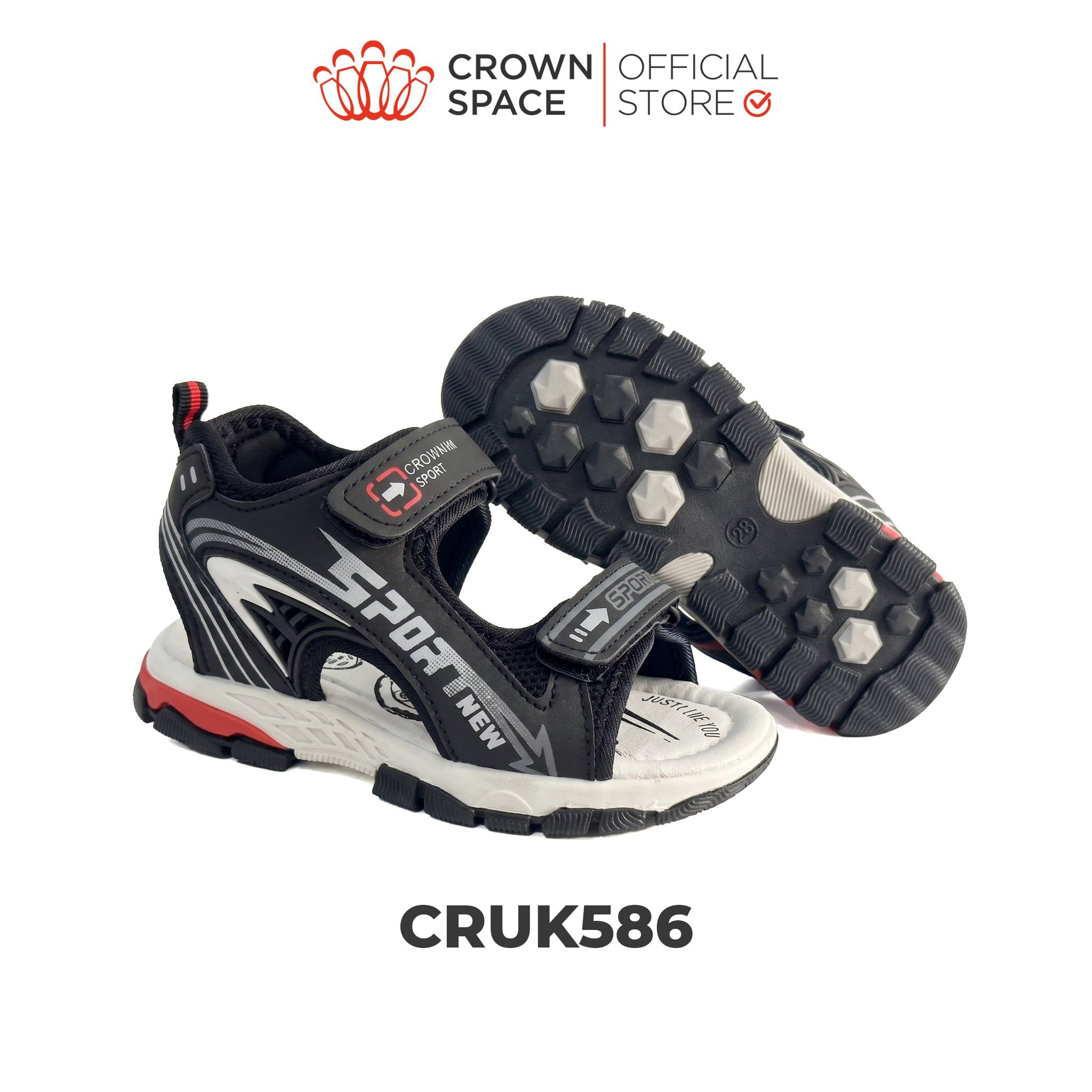  Sandal Thể Thao Bé Trai Chống Trượt, Bền Bỉ, Đen Cá Tính | Crown Space CRUK586.BK 