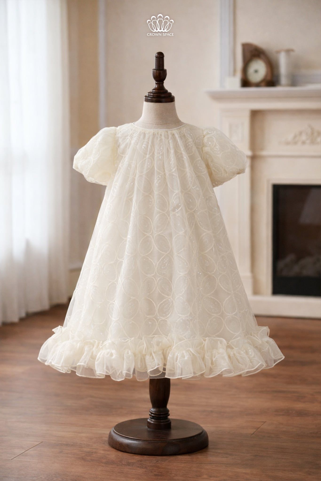  Váy Bé Gái Tulle Thêu Họa Tiết Lấp Lánh Phối Gấu Bèo Bồng Bềnh – Crown Space CKGS3860406 