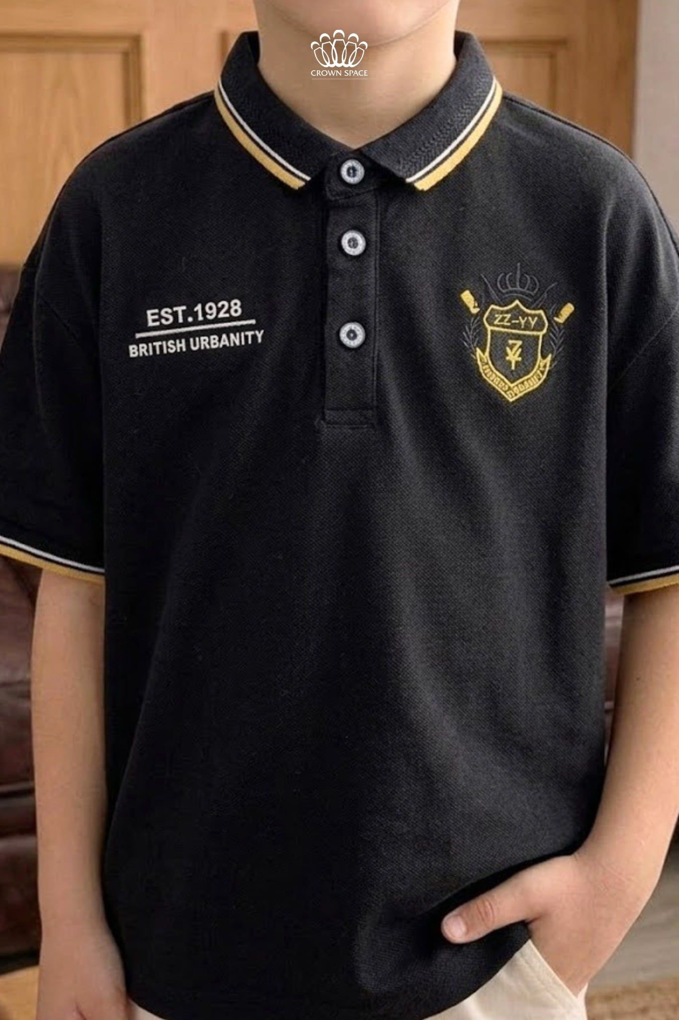  Áo Polo Bé Trai Cổ Bẻ Thêu Logo Crown Space – Sang Trọng & Thanh Lịch Cho Bé - CKBS2160308 