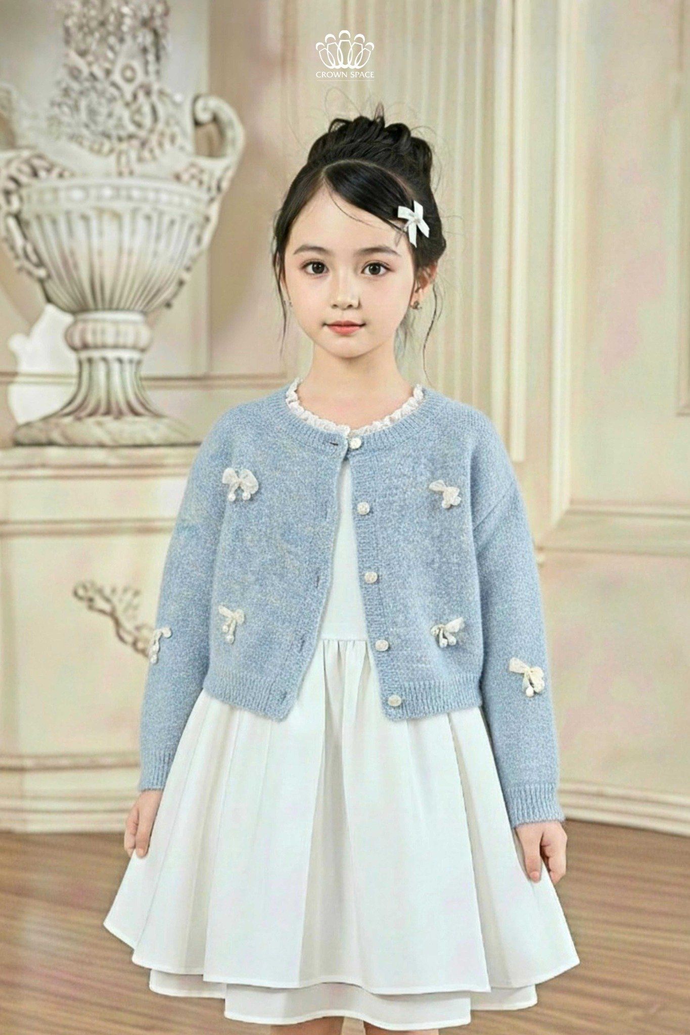  Áo Len Cardigan Bé Gái Đính Nơ/Bướm 3D Tiểu Thư Ngọt Ngào | Crown Space CKGL6451608/CKGL6451609 