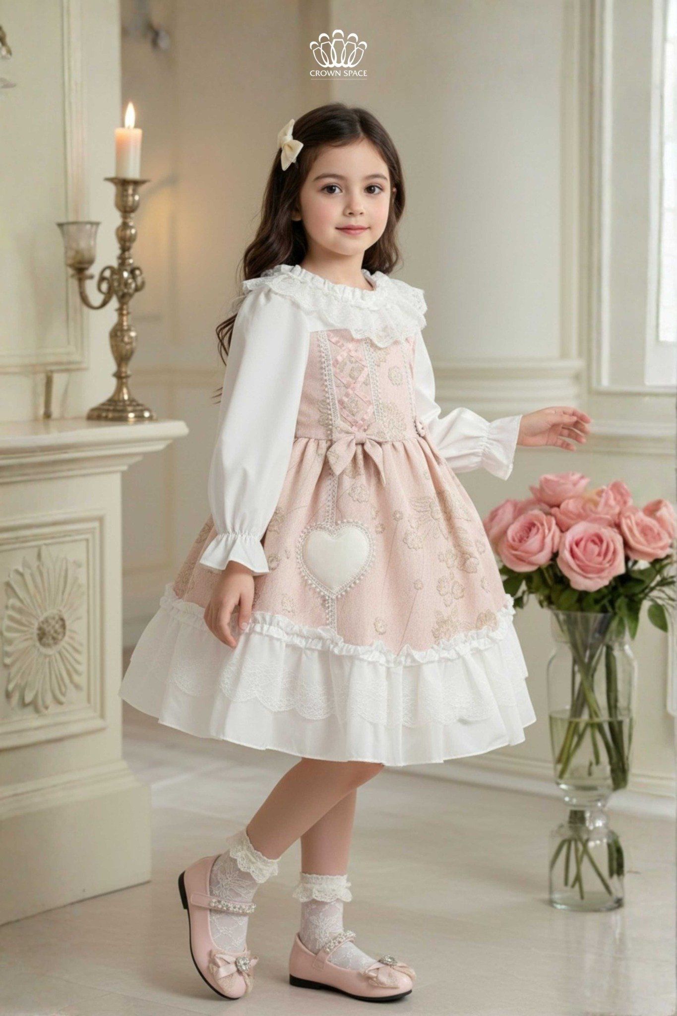  Váy Thiết Kế Bé Gái Phong Cách Lolita Ngọt Ngào, Họa Tiết Gấm Nổi | Crown Space CKGL6851606 