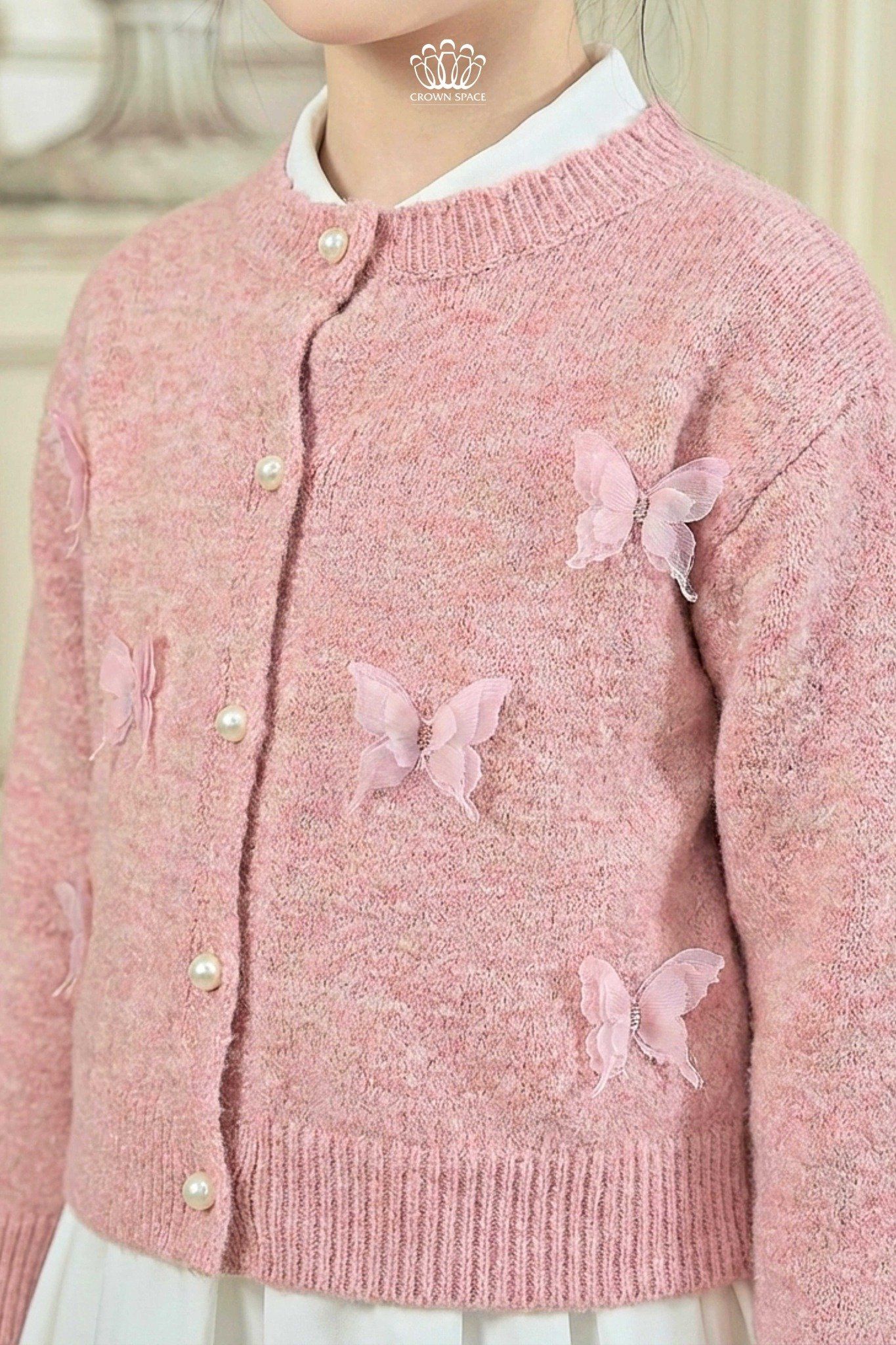  Áo Len Cardigan Bé Gái Đính Nơ/Bướm 3D Tiểu Thư Ngọt Ngào | Crown Space CKGL6451608/CKGL6451609 