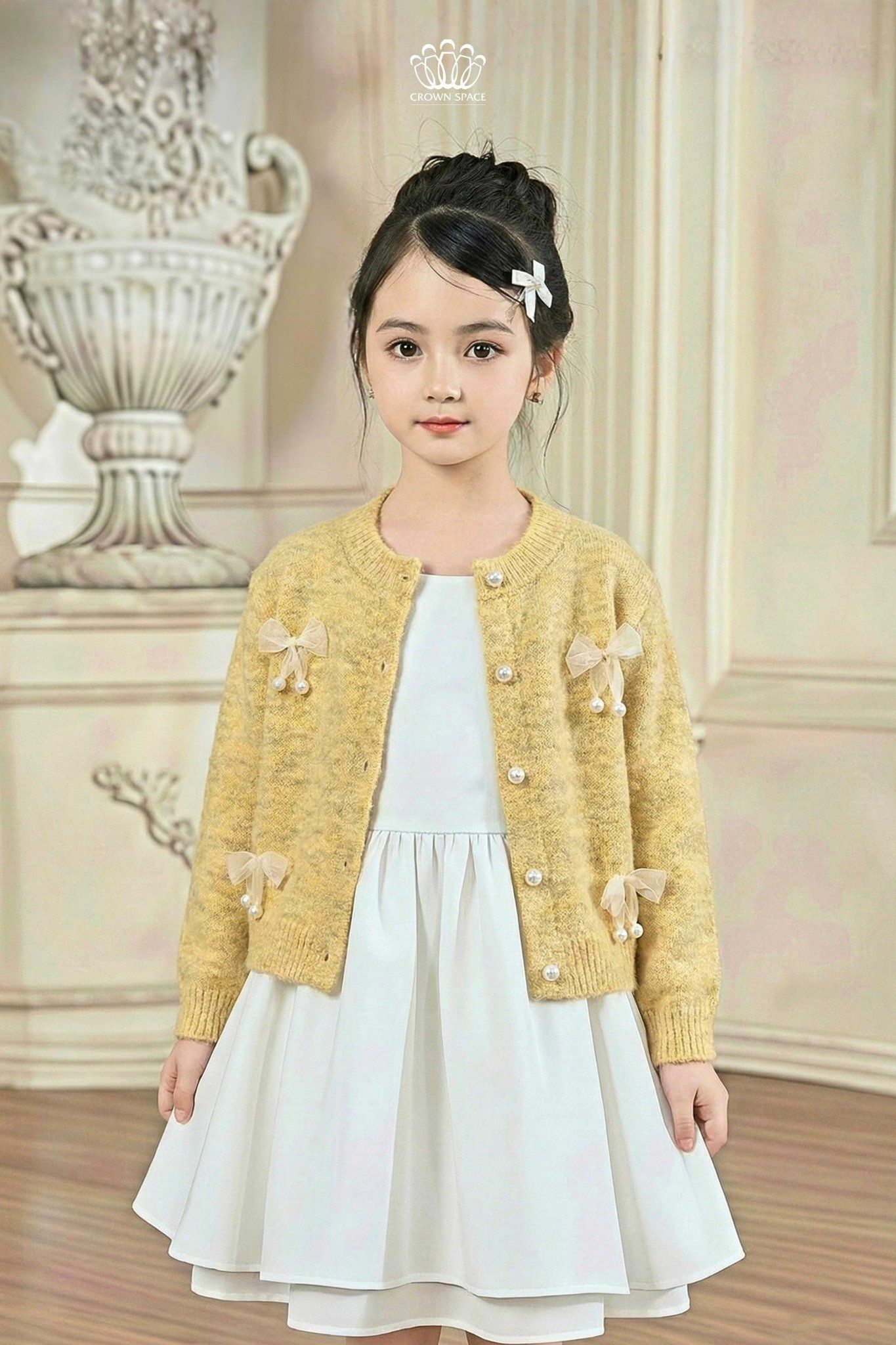  Áo Len Cardigan Bé Gái Đính Nơ/Bướm 3D Tiểu Thư Ngọt Ngào | Crown Space CKGL6451608/CKGL6451609 