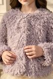  Áo Khoác Lông Cừu Mềm Mại Màu Tím Pastel Phối Nơ Đính Đá | Crown Space CKGL6351702 