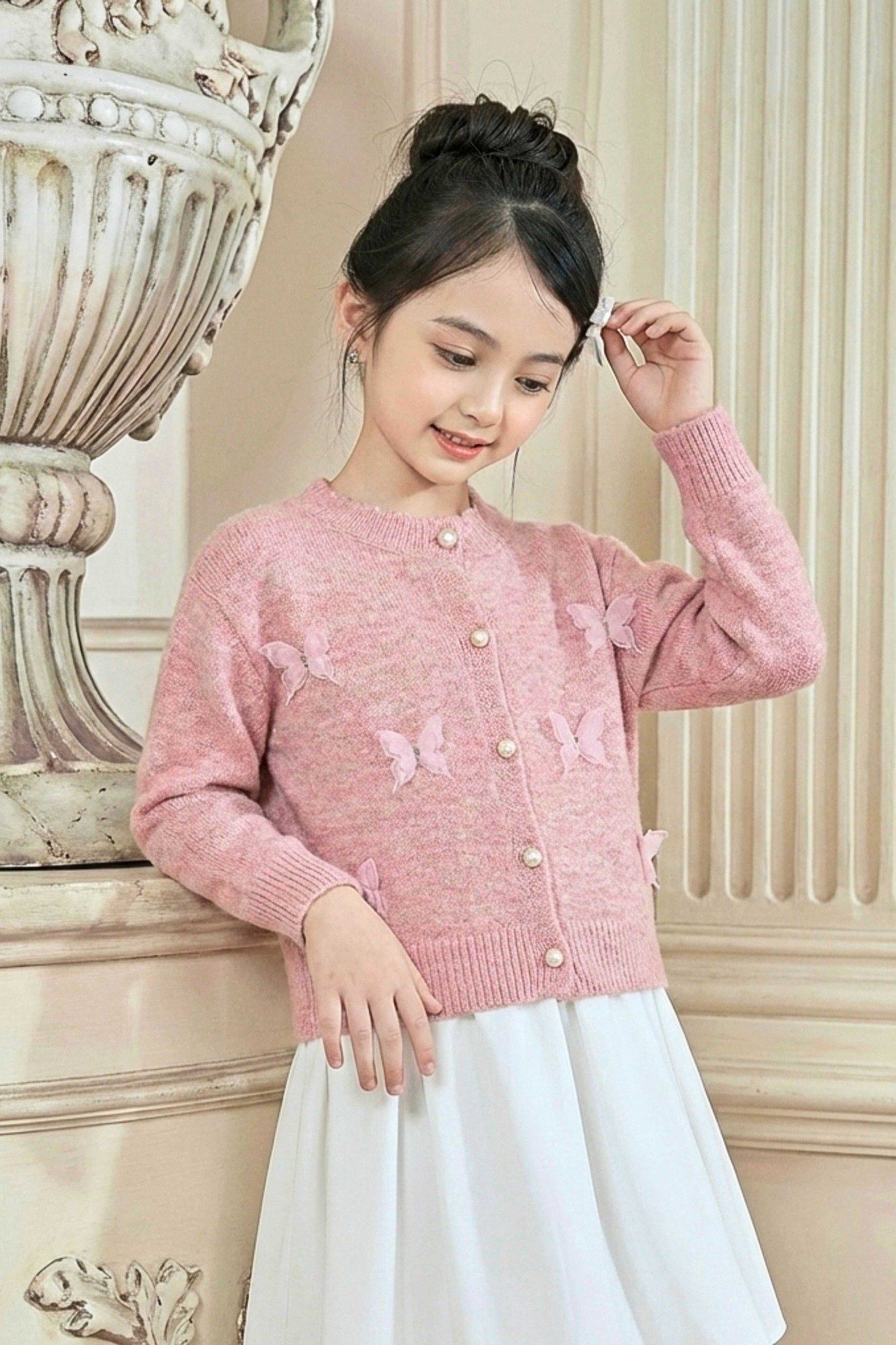  Áo Len Cardigan Bé Gái Đính Nơ/Bướm 3D Tiểu Thư Ngọt Ngào | Crown Space CKGL6451608/CKGL6451609 