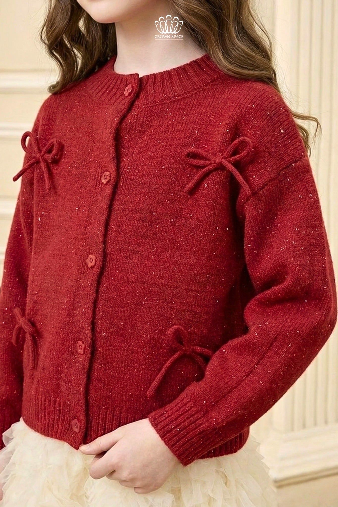  Áo Len Cardigan Dệt Kim Tuyến Lấp Lánh Phong Cách Hoàng Gia Anh | Crown Space CKGL6451901 