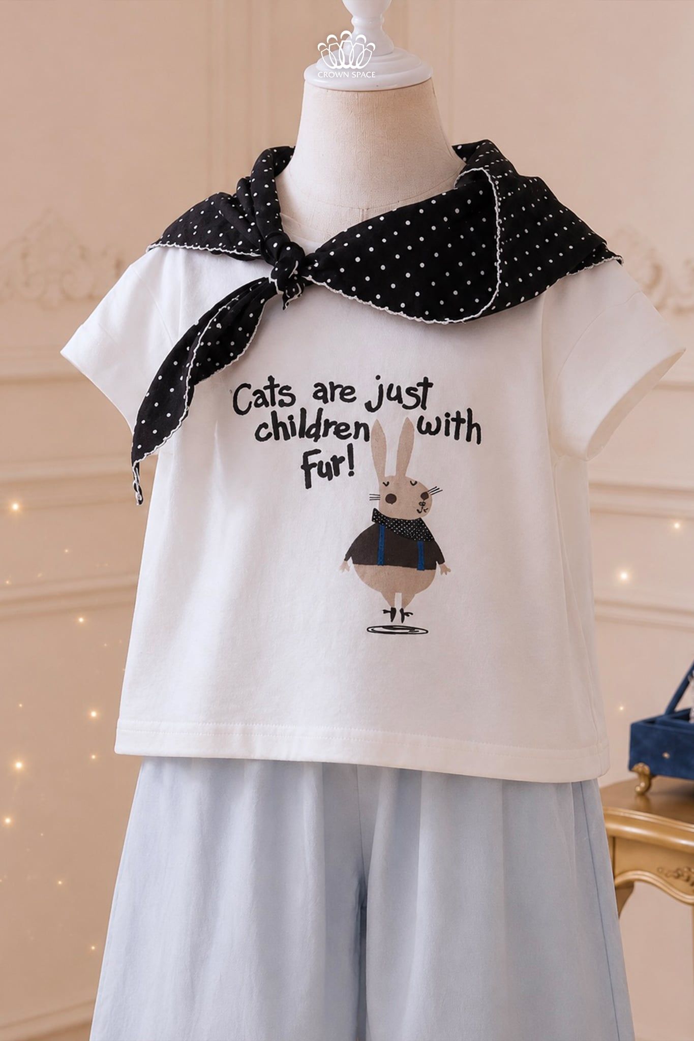  Áo Phông Cotton Bé Gái Họa Tiết Thỏ Đáng Yêu | Crown Space CKGS2160801.W 