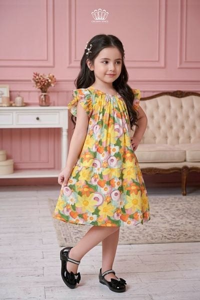  Váy Bé Gái Hoa Nhí Crown Space – Váy Xòe Cotton Dễ Thương CKGS2860205 