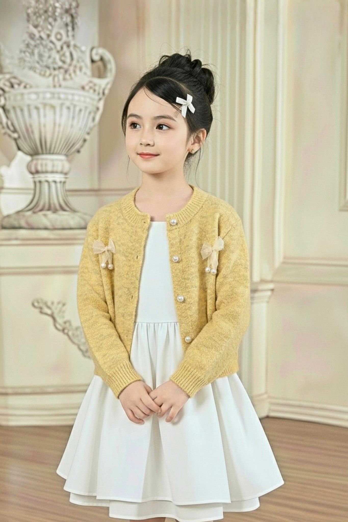  Áo Len Cardigan Bé Gái Đính Nơ/Bướm 3D Tiểu Thư Ngọt Ngào | Crown Space CKGL6451608/CKGL6451609 