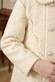  Áo Khoác Dạ Lông Thỏ Màu Kem Viền Đính Kết Hạt Pha Lê | Crown Space CKGL63517071 