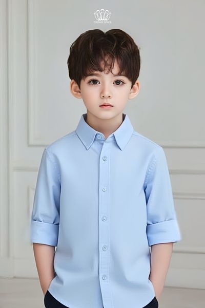  Áo Sơ Mi Bé Trai Thiết Kế Trơn Basic Thanh Lịch Crown Space CKBL52514019 