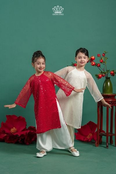  Áo Dài Bé Gái Kim Sa Cát Tường | Crown Space CKGL9961807/CKGL9961808 