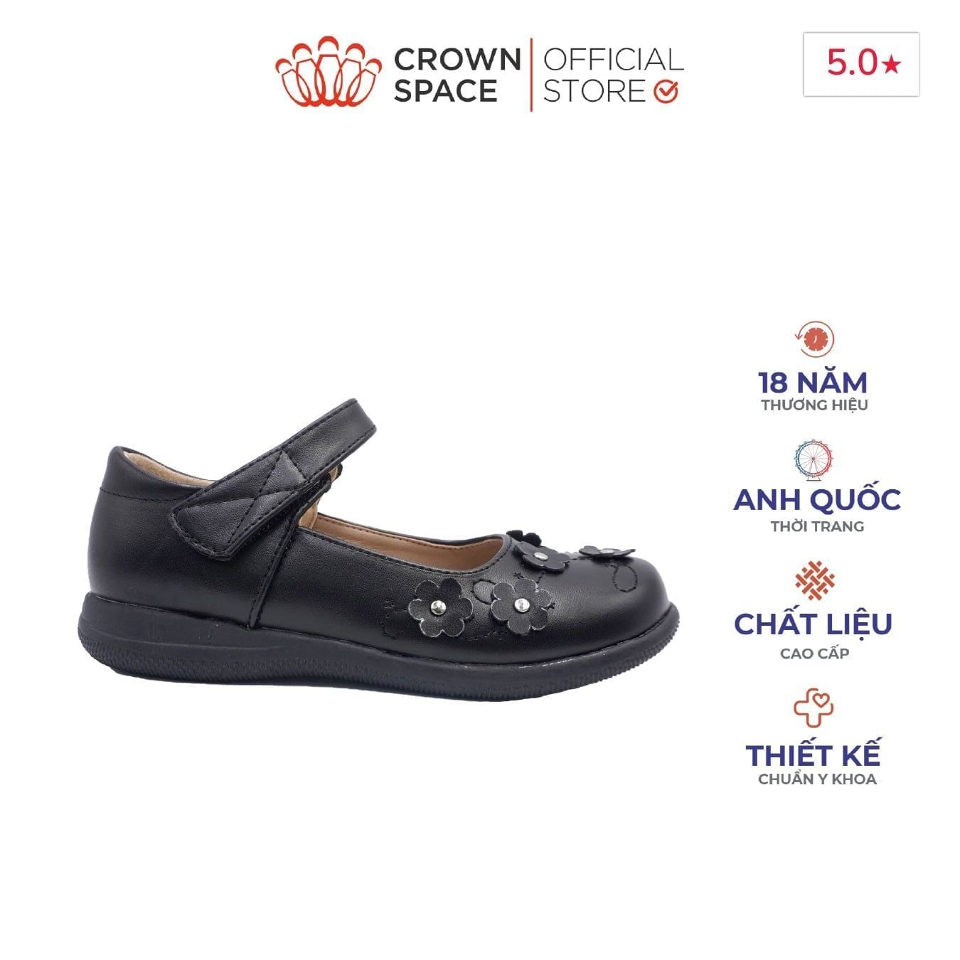  Giày Búp Bê Bé Gái Da Lì Cao Cấp, Tiện Lợi, Êm Ái | Crown Space CRUK3079 