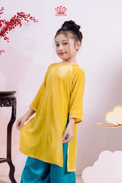 Áo Dài Bé Gái Nhung Phúc Lành 