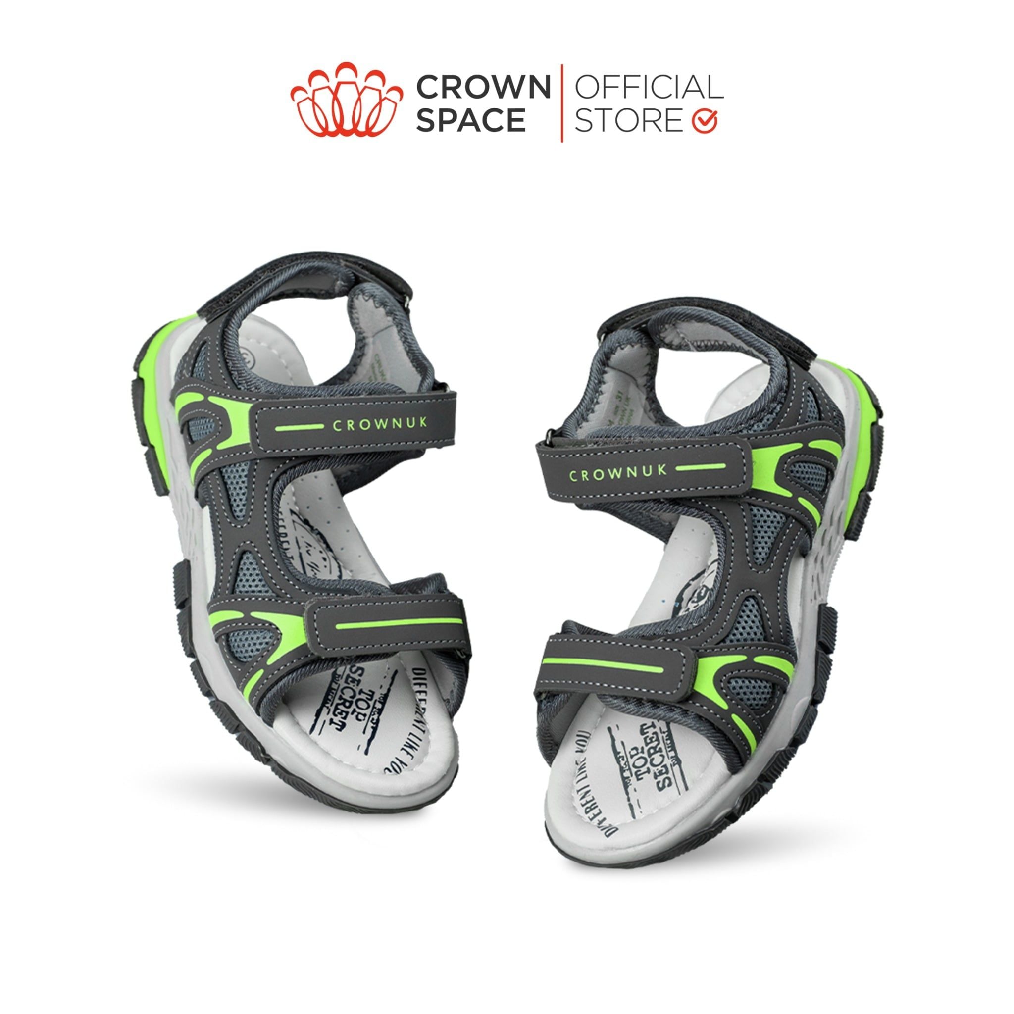  Sandal Thể Thao Cao Cấp Bé Trai Chống Trượt, Bền Bỉ, Xám Khói Hiện Đại | Crown Space CRUK584.GY 