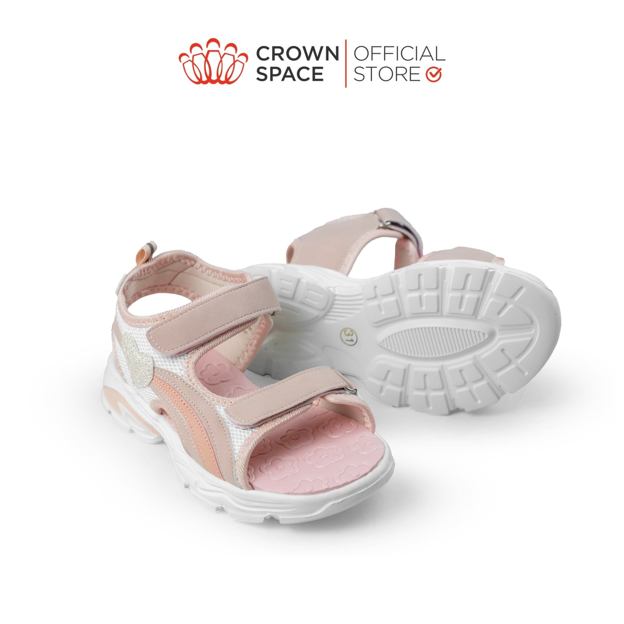  Sandal Thể Thao Bé Gái Siêu Nhẹ, Thoáng Khí, Hồng Kẹo Ngọt | Crown Space CRUK585.P 