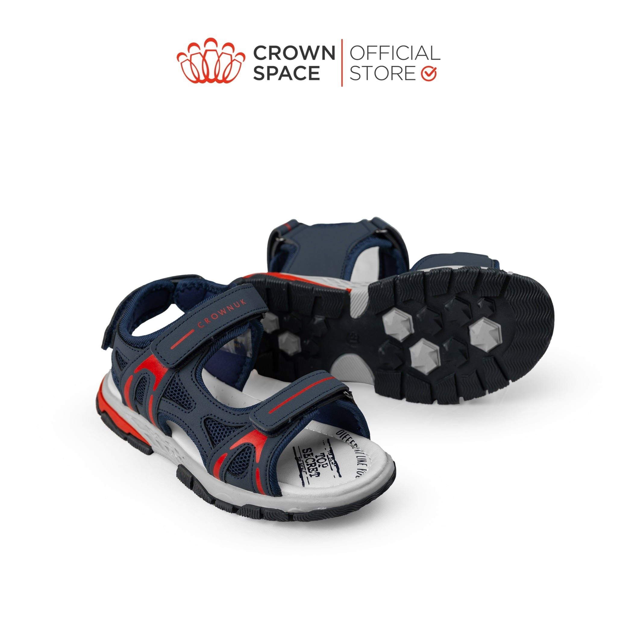  Sandal Thể Thao Bé Trai Chống Trượt, Bền Bỉ, Xanh Navy Cá Tính | Crown Space CRUK584.NV 