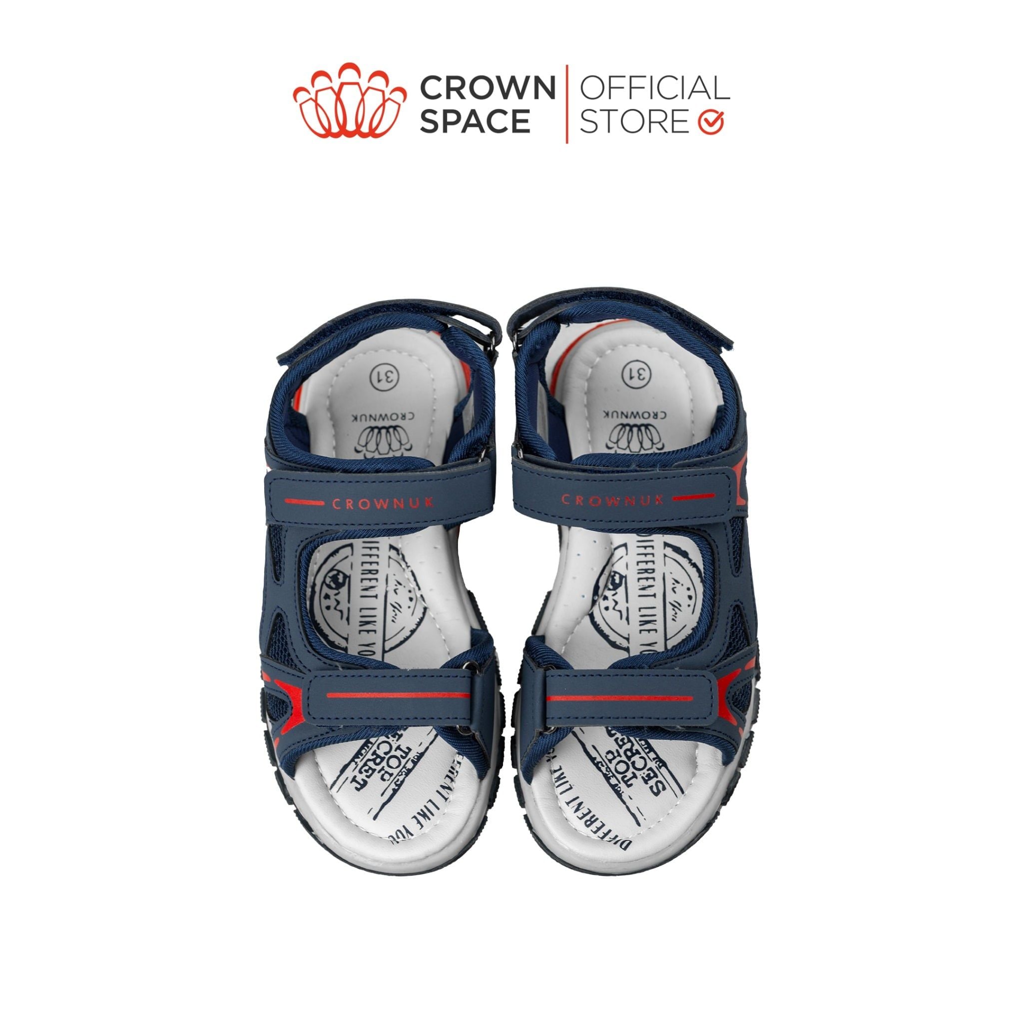  Sandal Thể Thao Bé Trai Chống Trượt, Bền Bỉ, Xanh Navy Cá Tính | Crown Space CRUK584.NV 