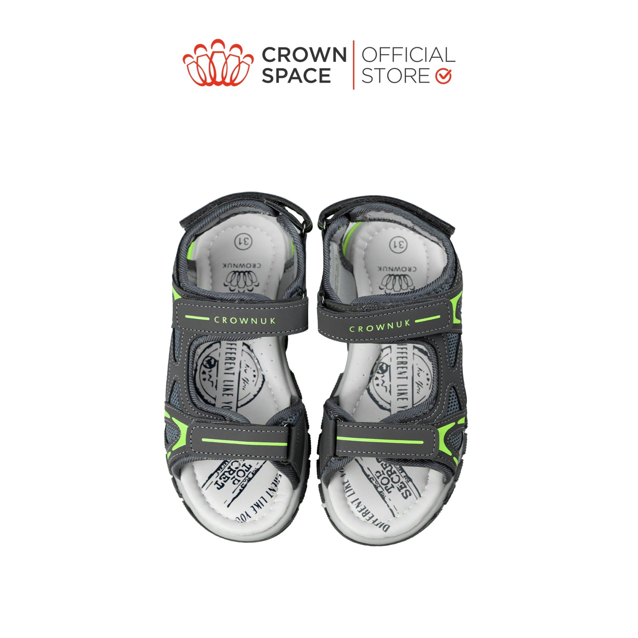  (VIP Private Sale) Sandal Thể Thao Cao Cấp Bé Trai Chống Trượt, Bền Bỉ, Xám Khói Hiện Đại | Crown Space CRUK584.GY 