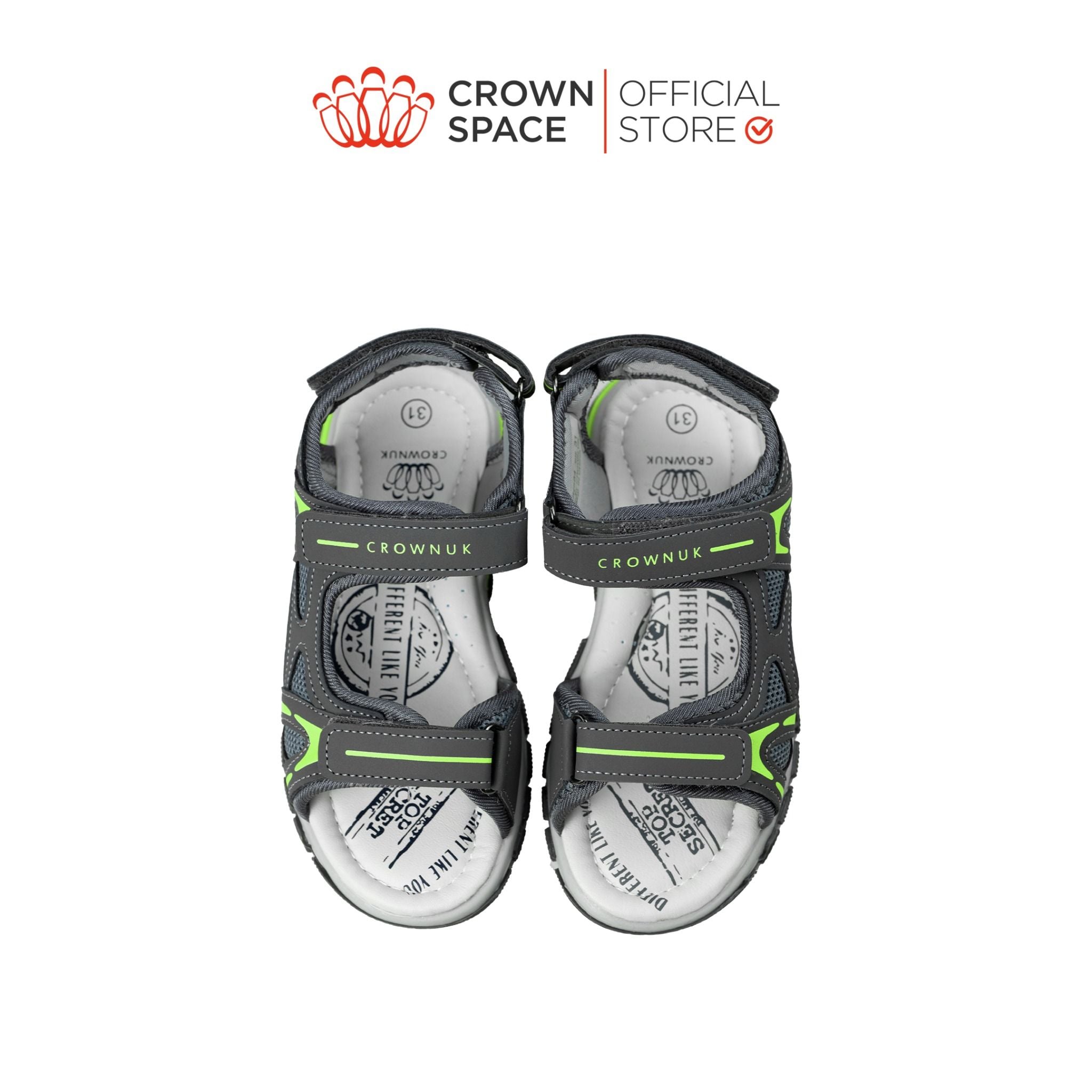  Sandal Thể Thao Cao Cấp Bé Trai Chống Trượt, Bền Bỉ, Xám Khói Hiện Đại | Crown Space CRUK584.GY 